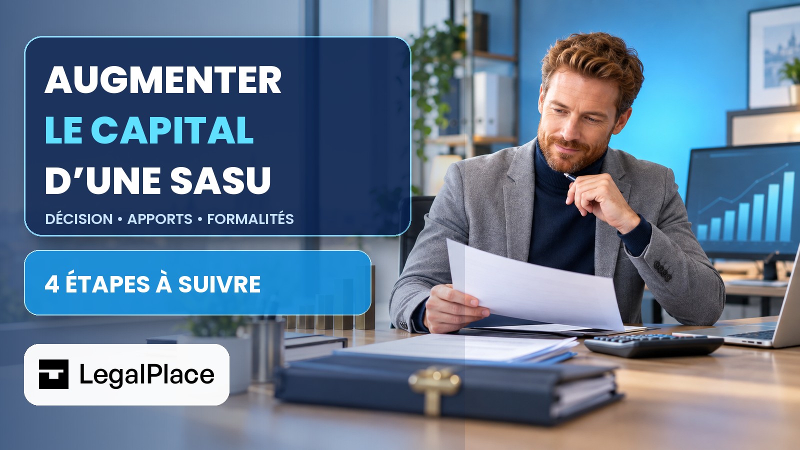 Entrepreneur préparant une augmentation de capital de SASU en quatre étapes