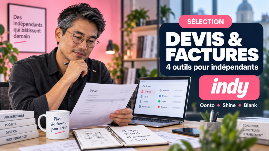 Devis et factures : quatre outils pour indépendants, avec Indy, Qonto, Shine et Blank