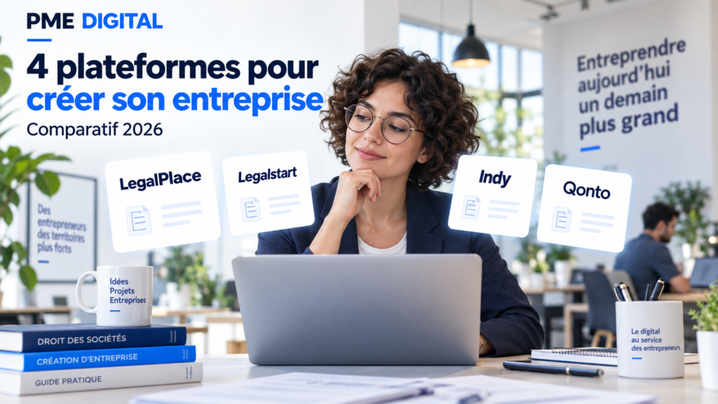 Comparatif LegalPlace, Legalstart, Indy et Qonto pour créer une entreprise